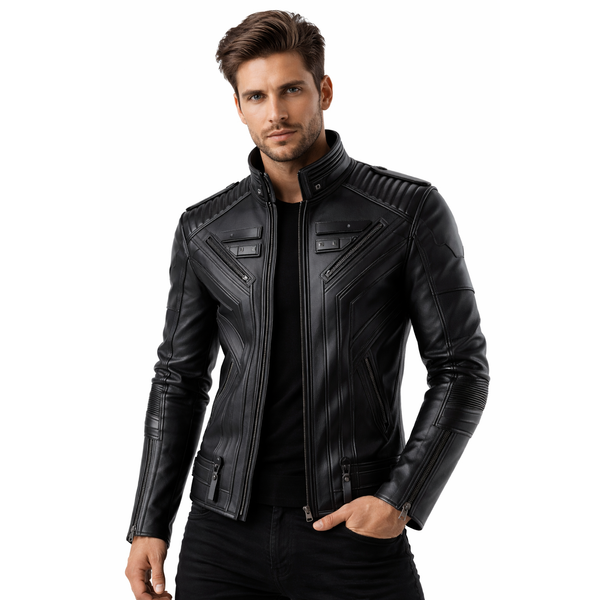 Men's Obsidian Sentinel Tactical Leather Jacket – BLACKFORGE LEATHER