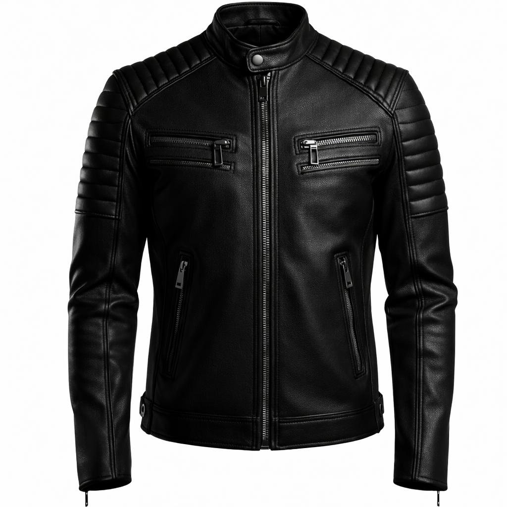 Black Biker Real leather Jacket