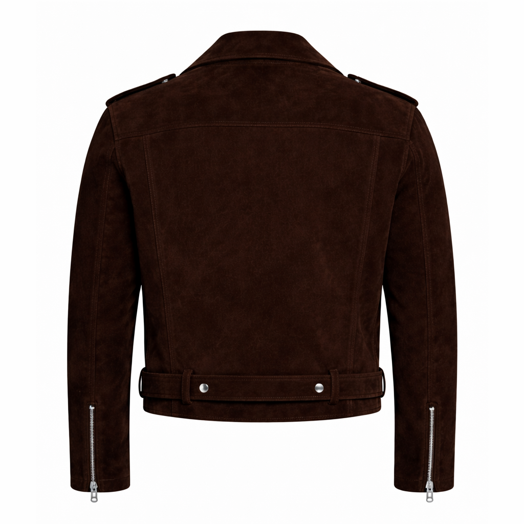 Men's Midnight Espresso Suede Biker Jacket