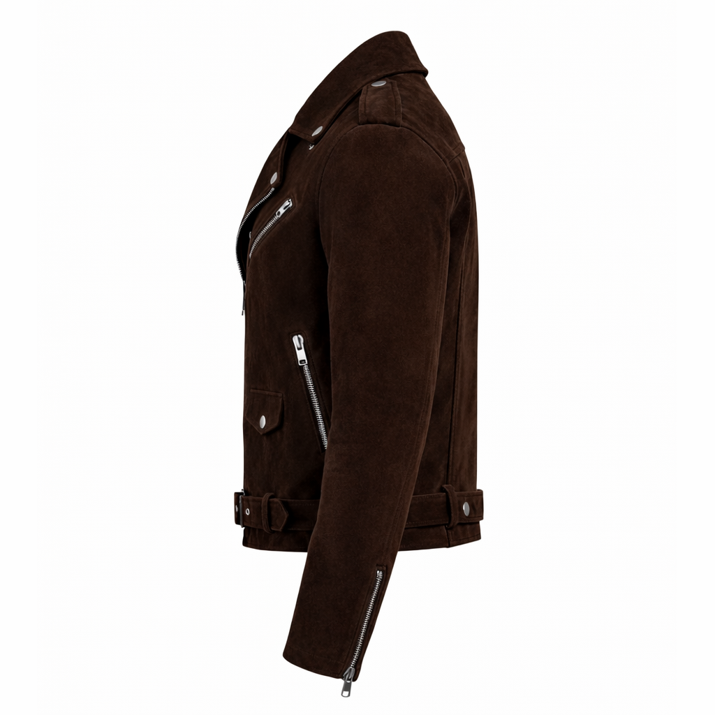 Men's Midnight Espresso Suede Biker Jacket