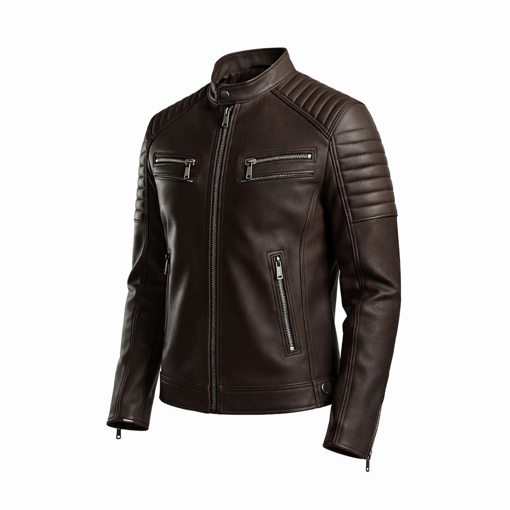 Men's Midnight Espresso Café Racer Leather Jacket