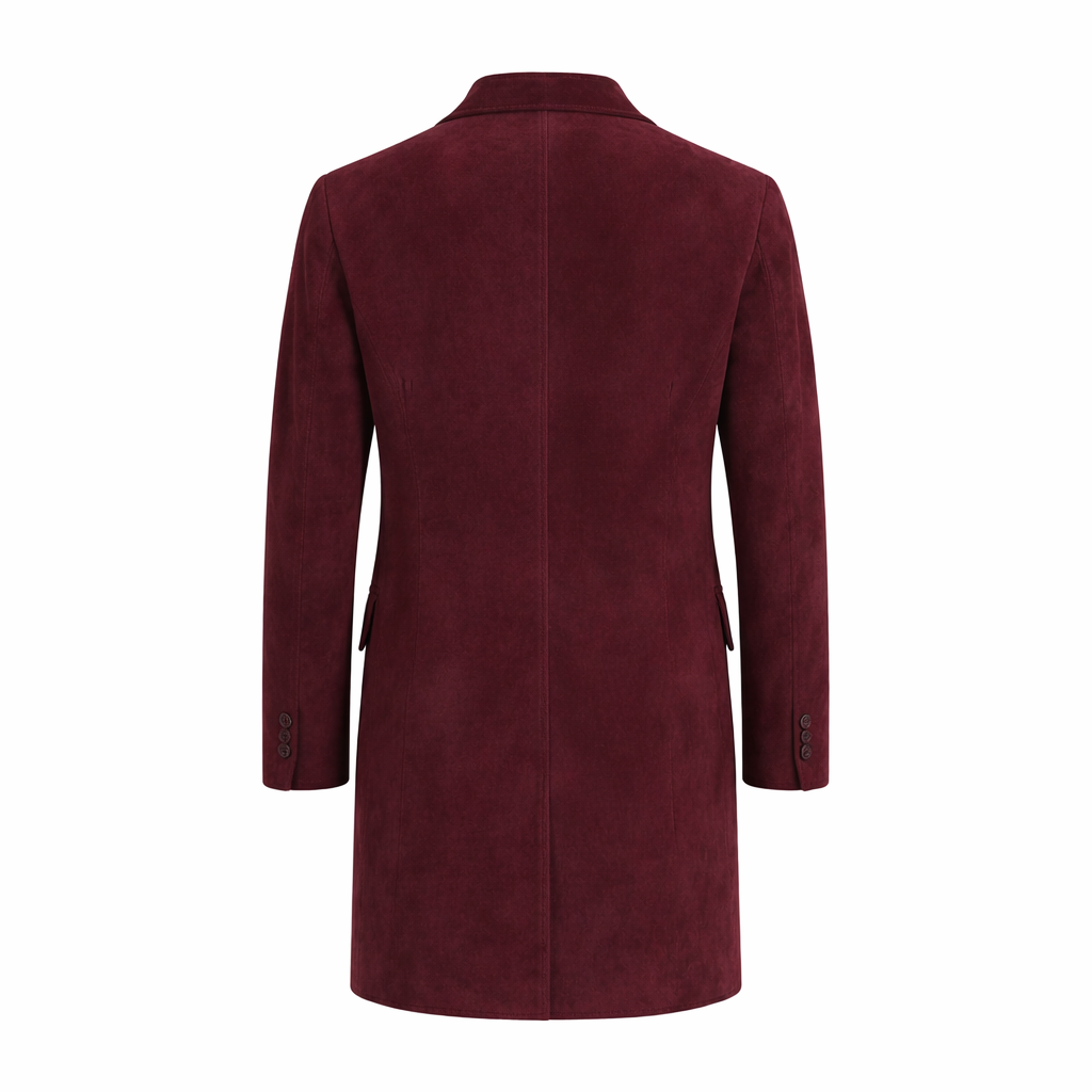 Men's Burgundy Suede Long coat