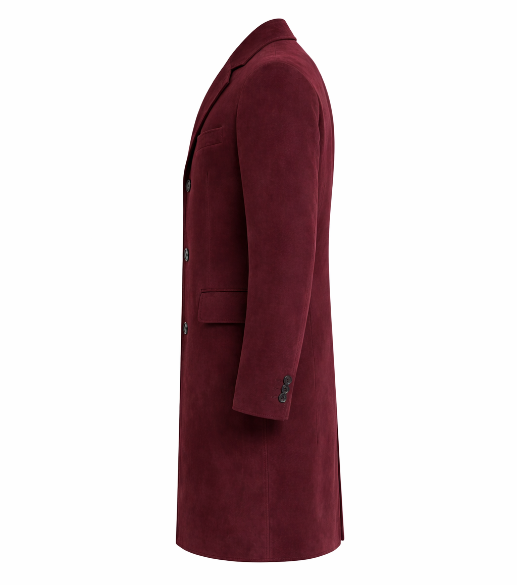 Men's Burgundy Suede Long coat