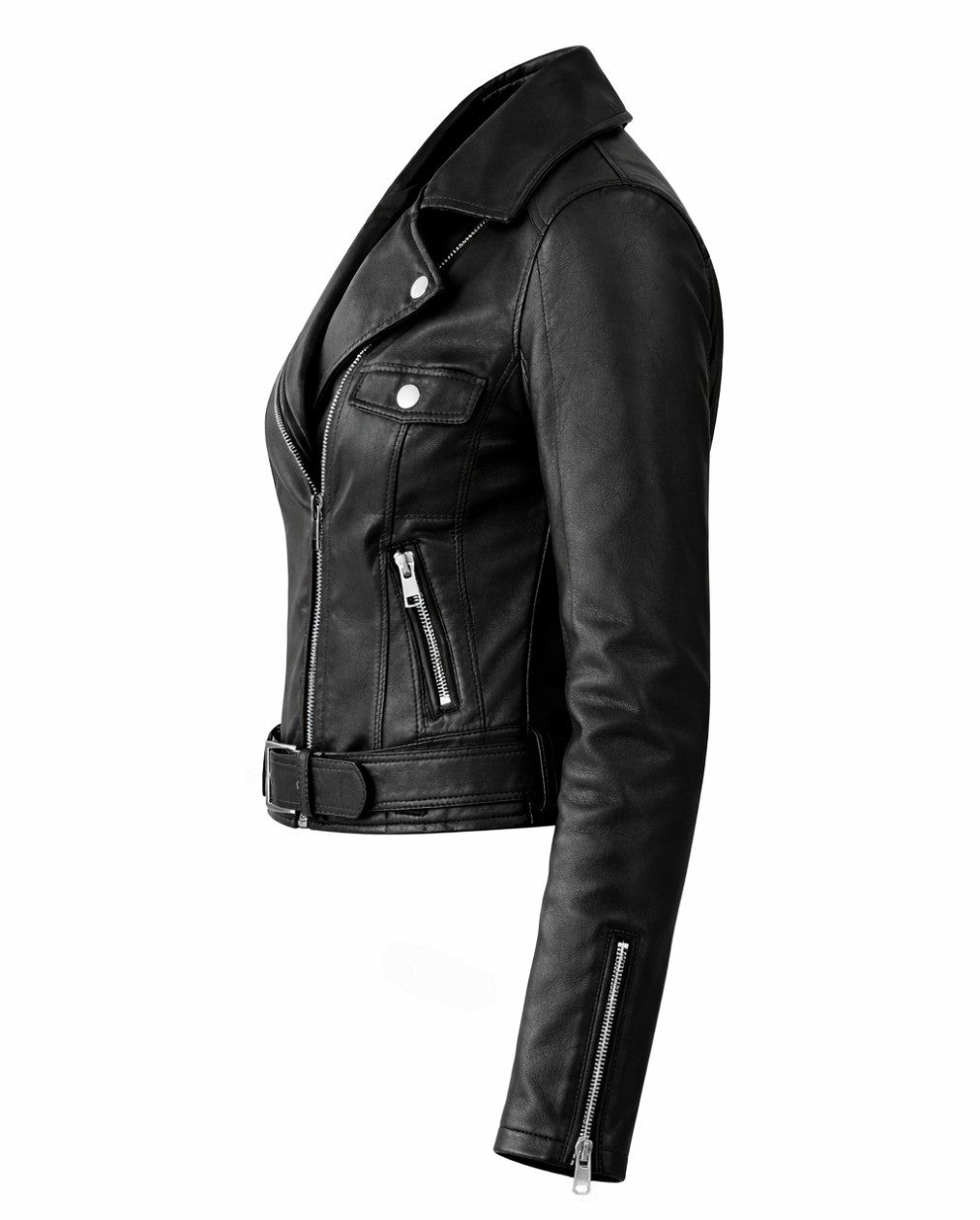 Women's Black Leather Biker Jacket