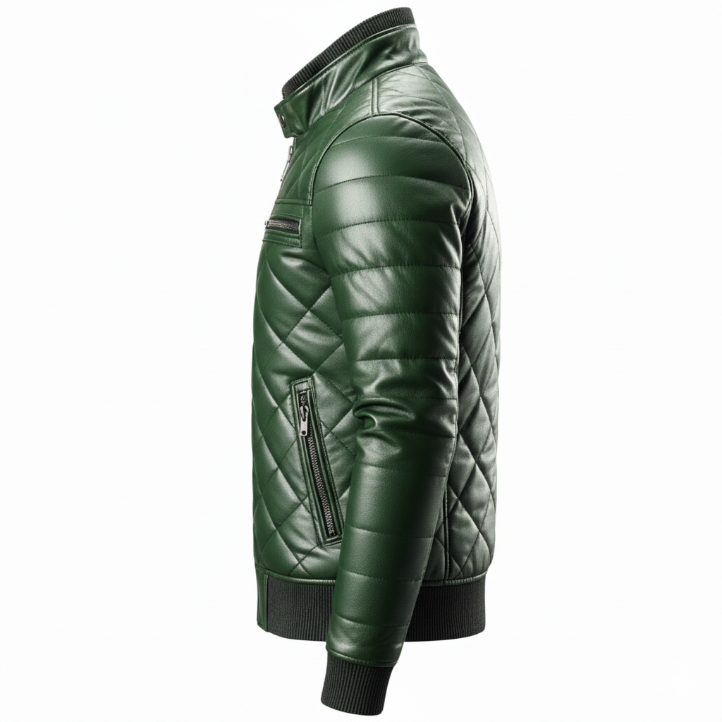 Men's Emerald Puffer Leather Jacket