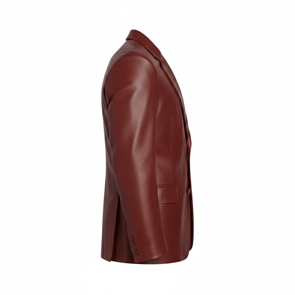 Men's Burgundy Executive Leather Blazer