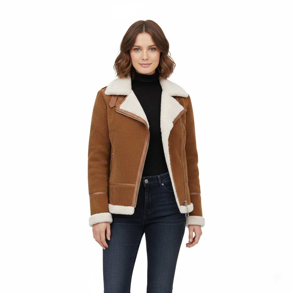 Women's Aspen Suede Shearling Aviator Jacket