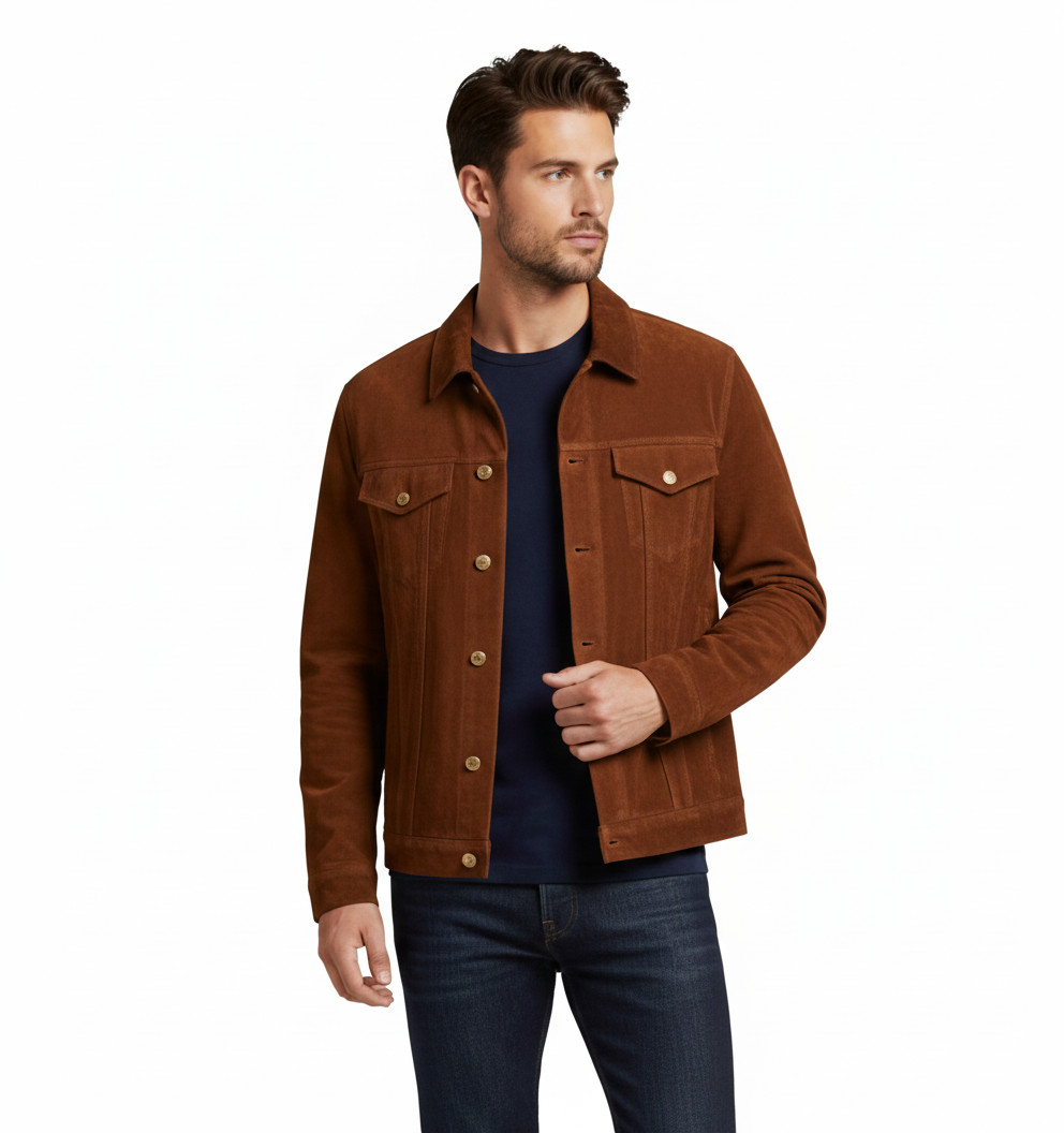 Men's Suede Trucker Jacket