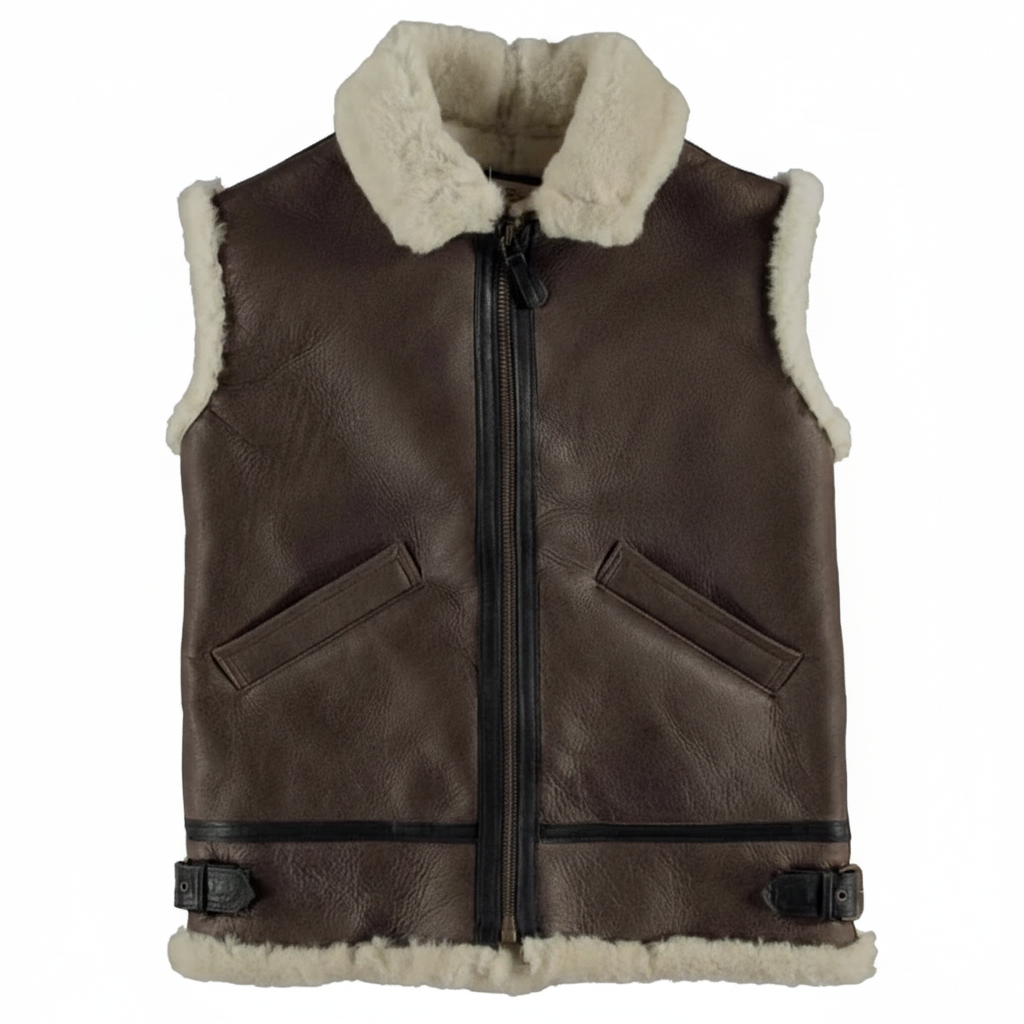 Men's Leather Shearling Vest