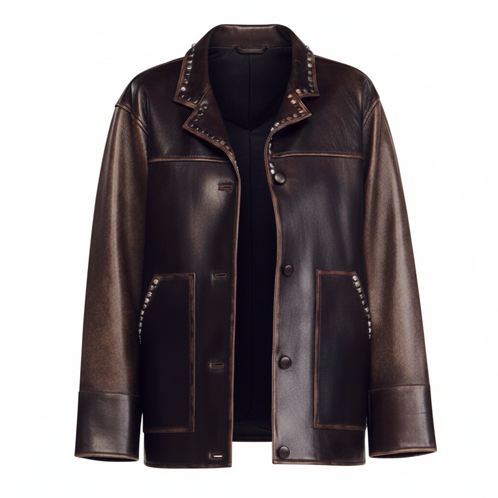 Women's Studded Leather Blazer