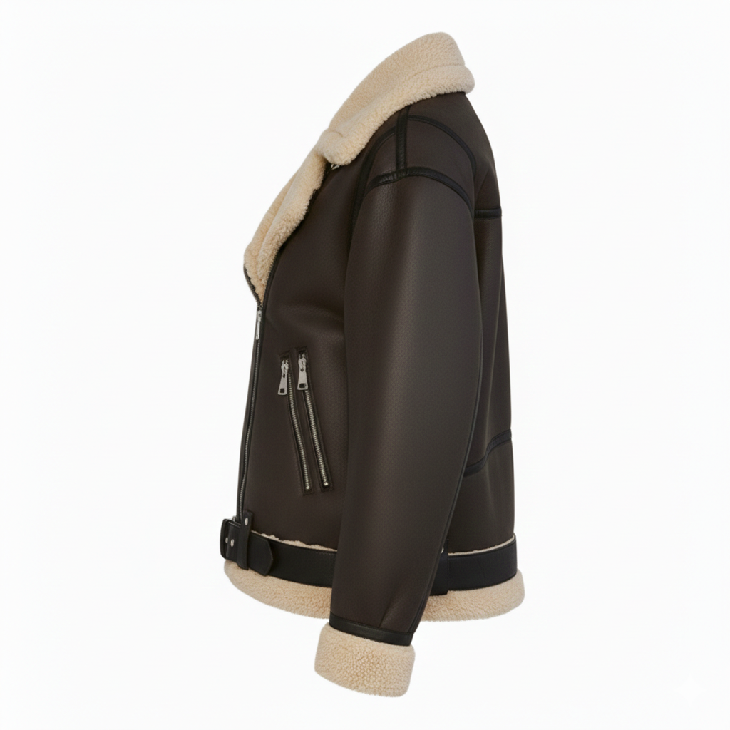 Women's Shearling Leather Aviator Jacket