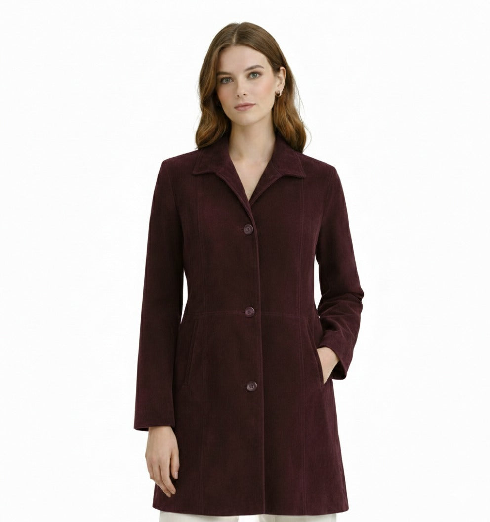 Women's Dark Vine Suede Long Coat