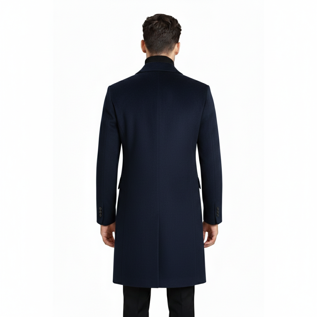 Men's Midnight Blue Suede Long coat
