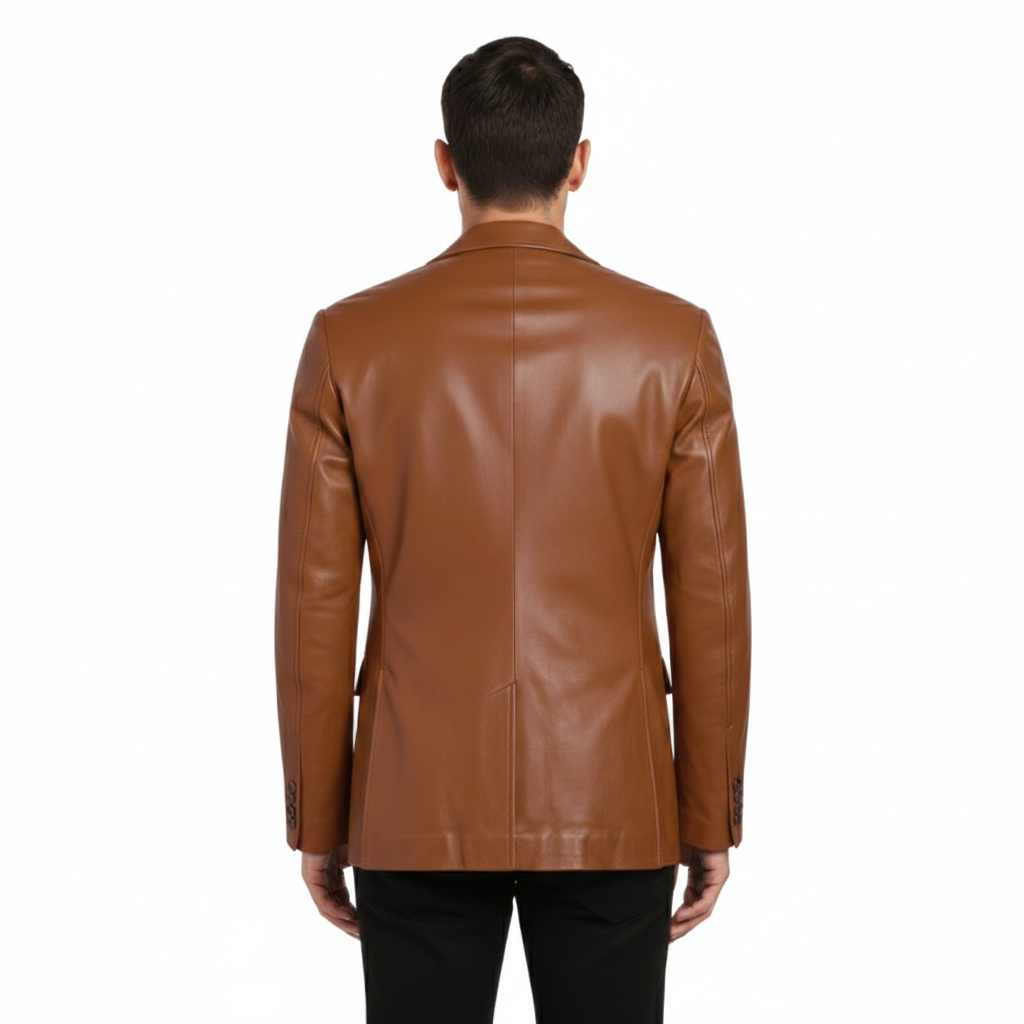 Men's Cognac Heritage Leather Blazer