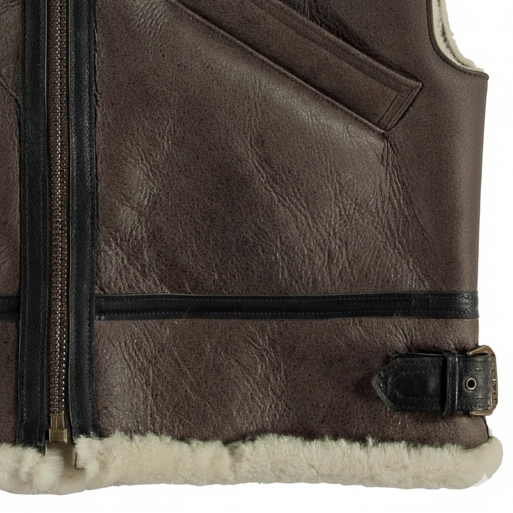 Men's Leather Shearling Vest