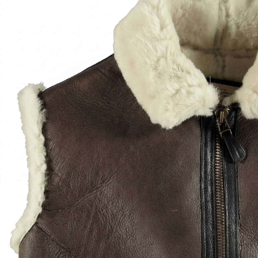Men's Leather Shearling Vest