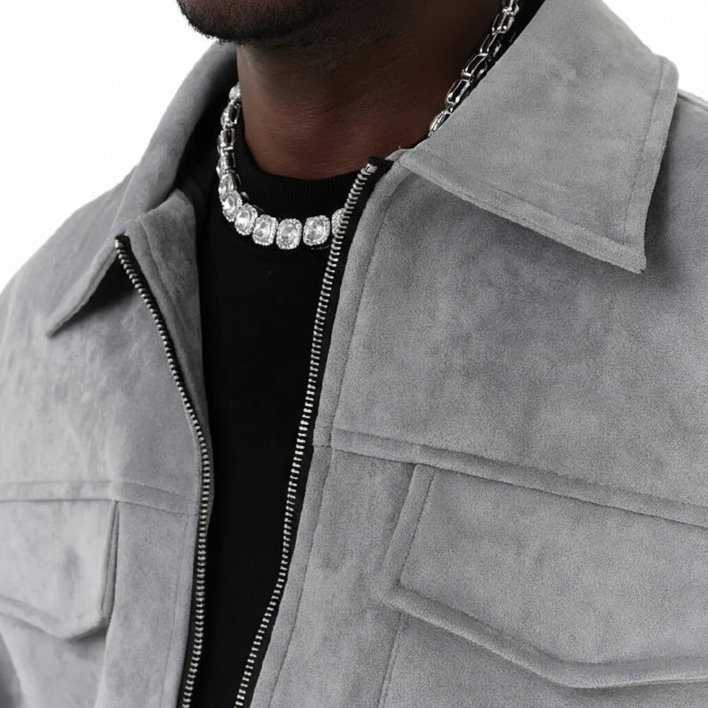 Men's Trucker-style suede jacket