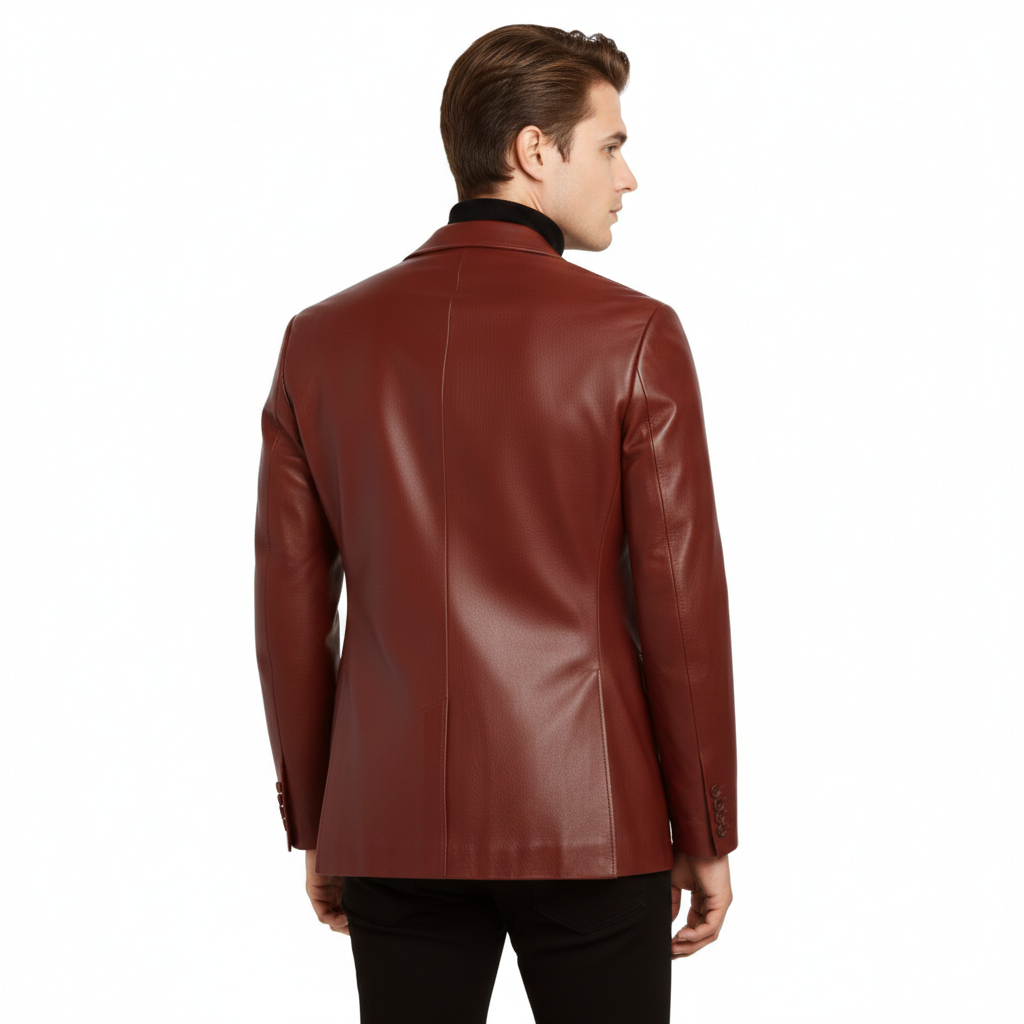 Men's Burgundy Executive Leather Blazer