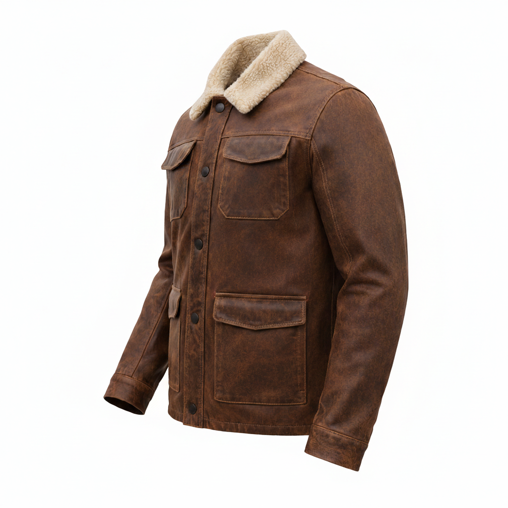 Men's Vintage Shearling Leather Field Jacket