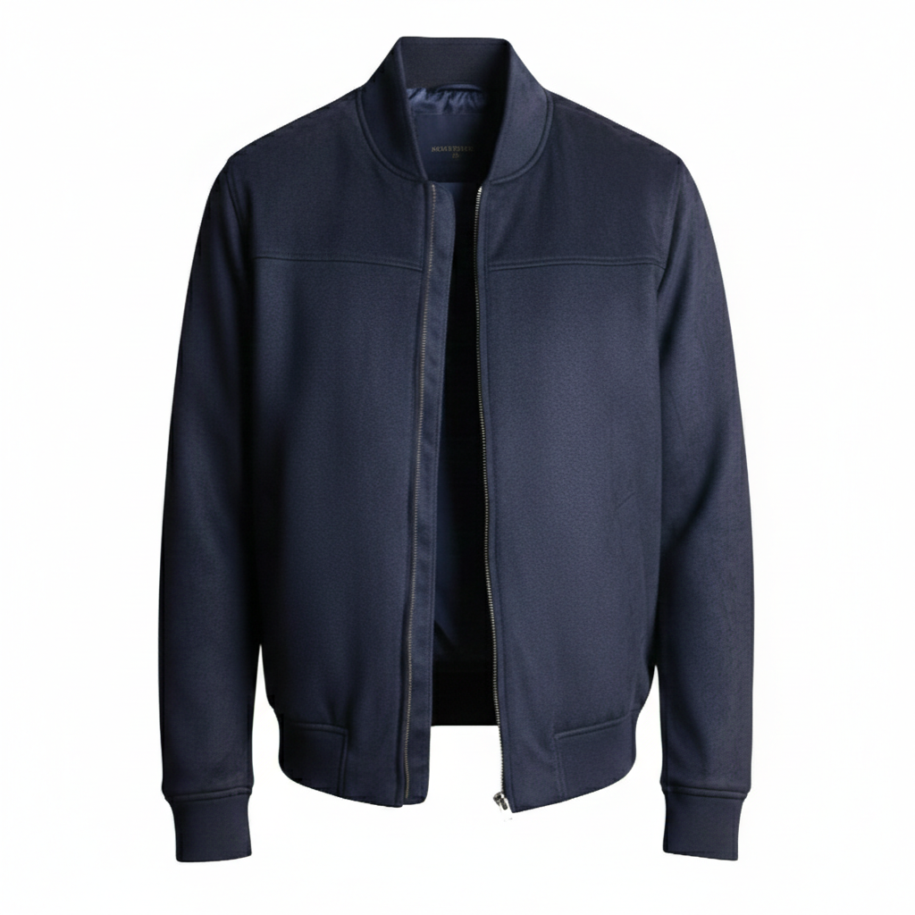Men's Navy Suede Bomber Jacket