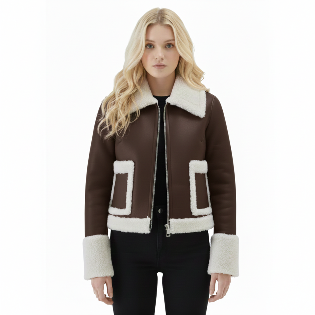 Women's Espresso Aviator Shearling Jacket