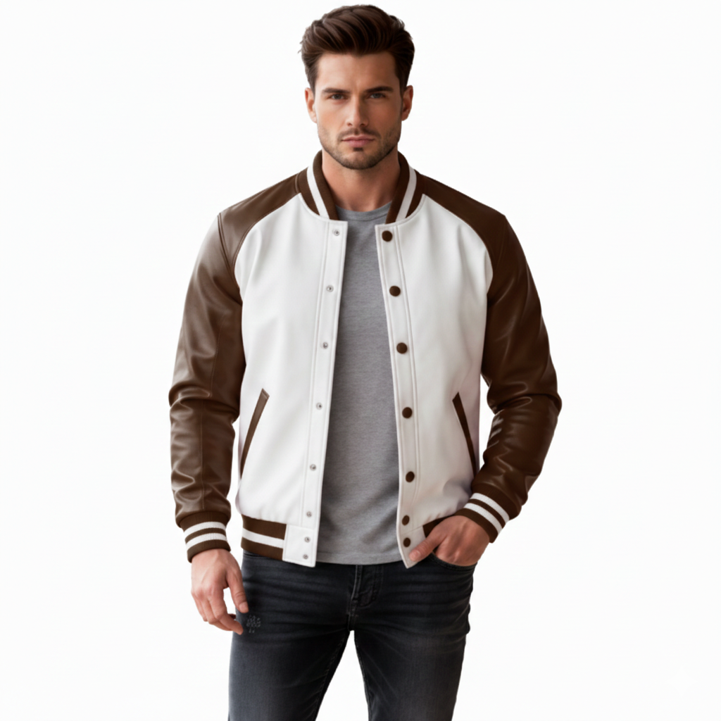 Men's Varsity Bomber Leather Jacket