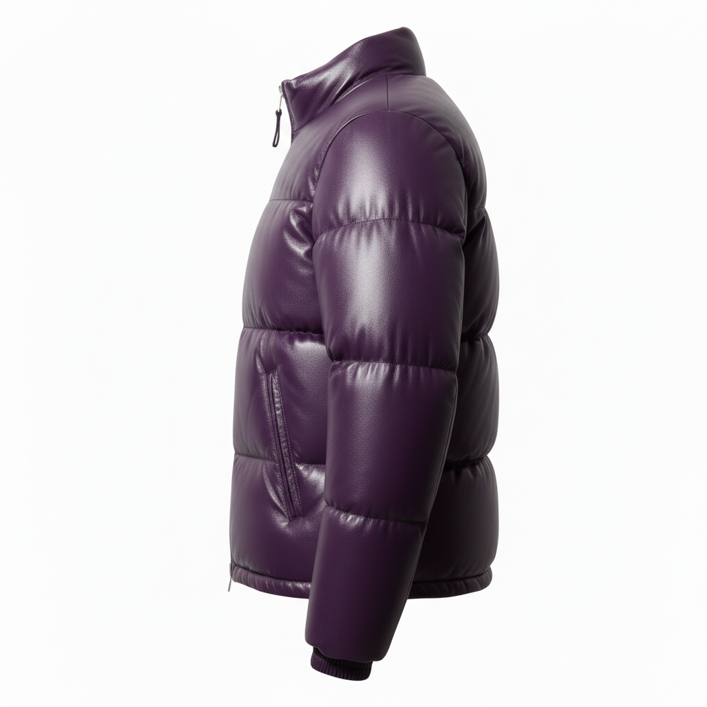 Women's Violet Leather Puffer