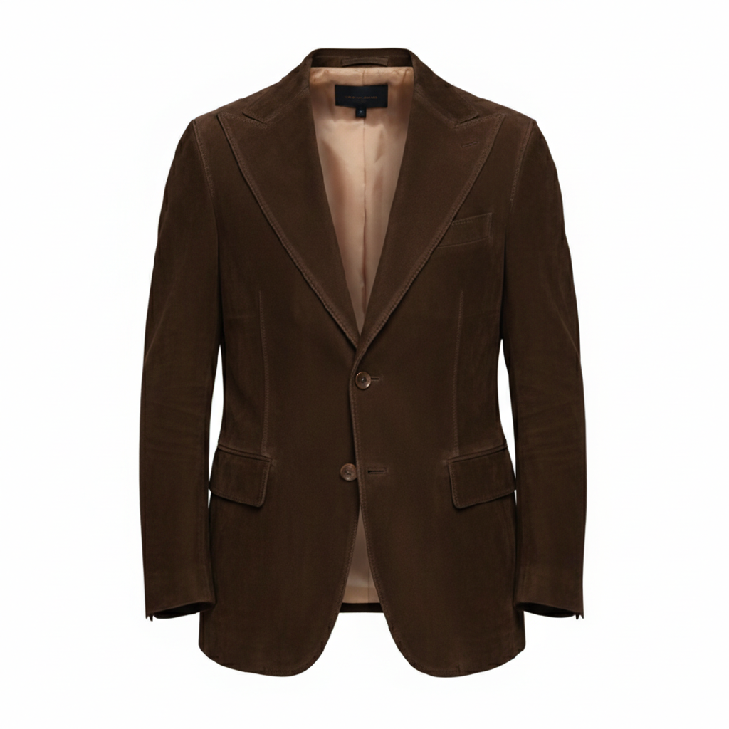 Men's Deep Tobacco Brown Suede Coat