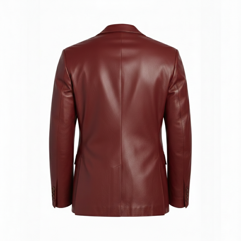 Men's Burgundy Executive Leather Blazer