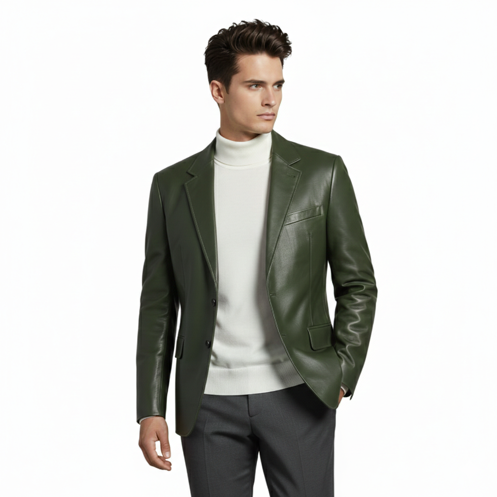 Men's Forest Pine Executive Leather Blazer