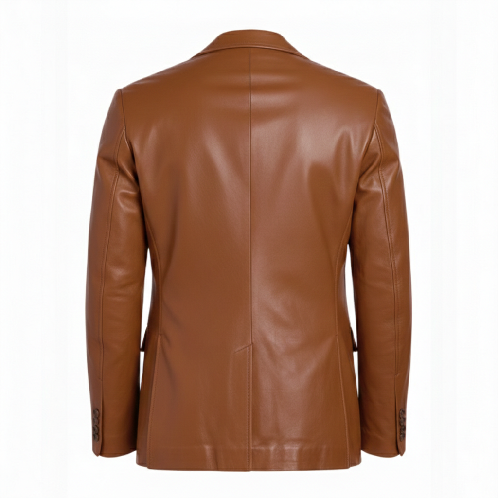 Men's Cognac Heritage Leather Blazer