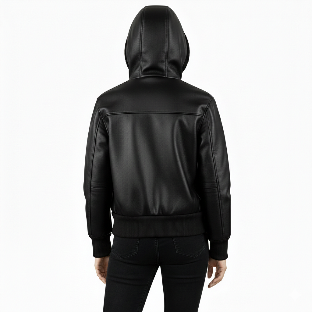 Women's Shearling-Lined hooded Leather jacket