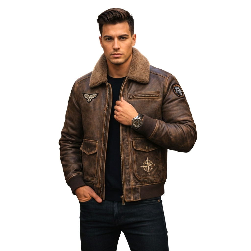 Men's Aviator Shearling Leather Jacket