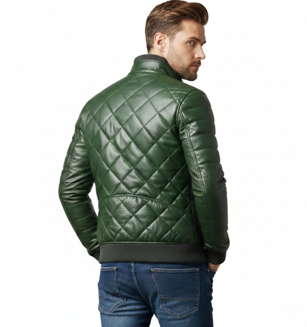 Men's Emerald Puffer Leather Jacket