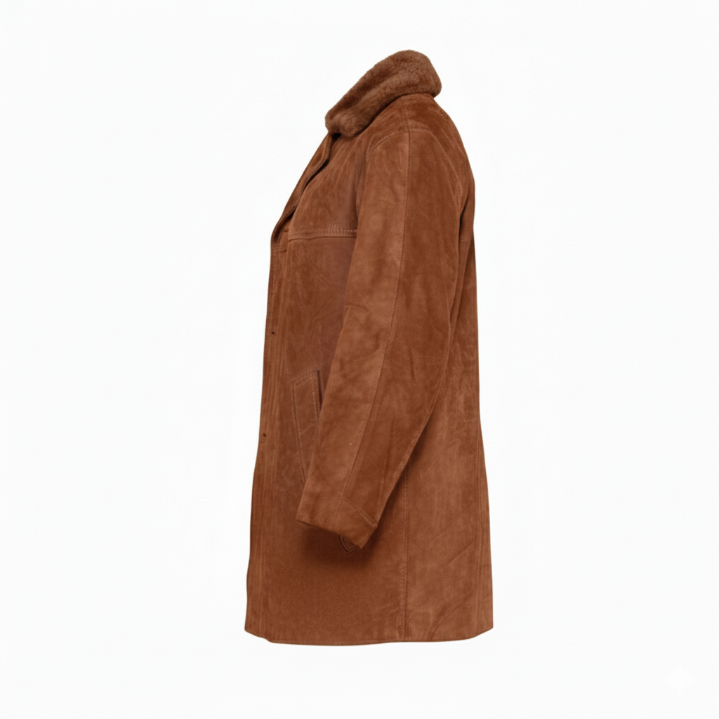 Men's Suede Shearling Long Coat