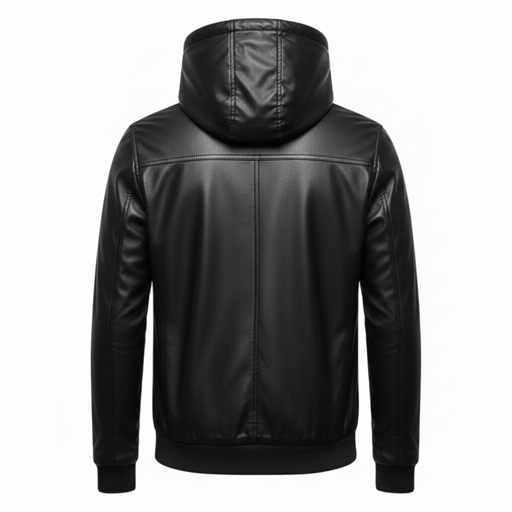 Men's Hooded Leather Jacket