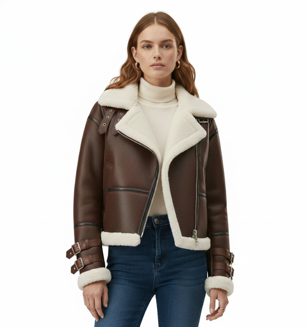 Women's Aviatrix Shearling Biker Jacket