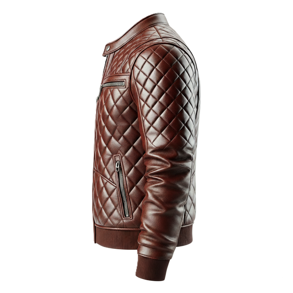 Men's Diamond-Quilted Leather Biker Jacket