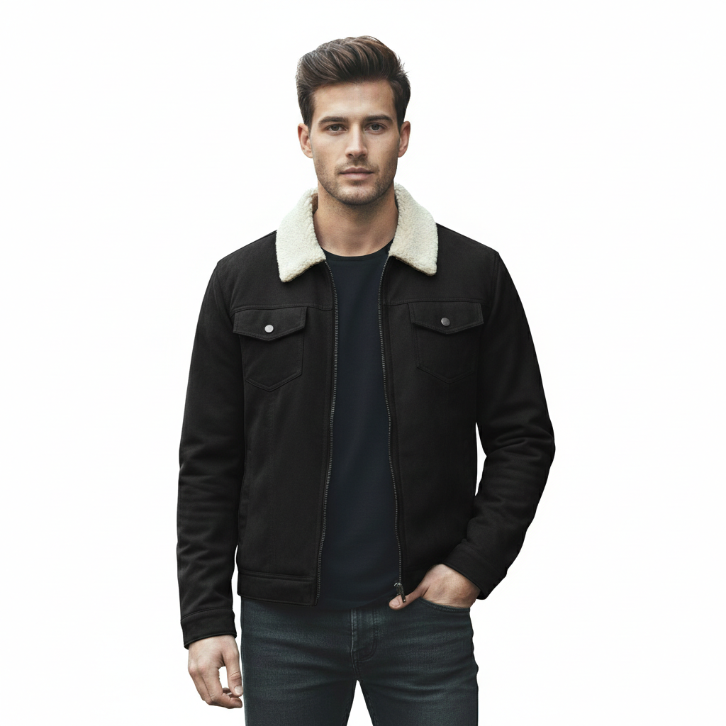 Men's Midnight Suede Trucker Jacket