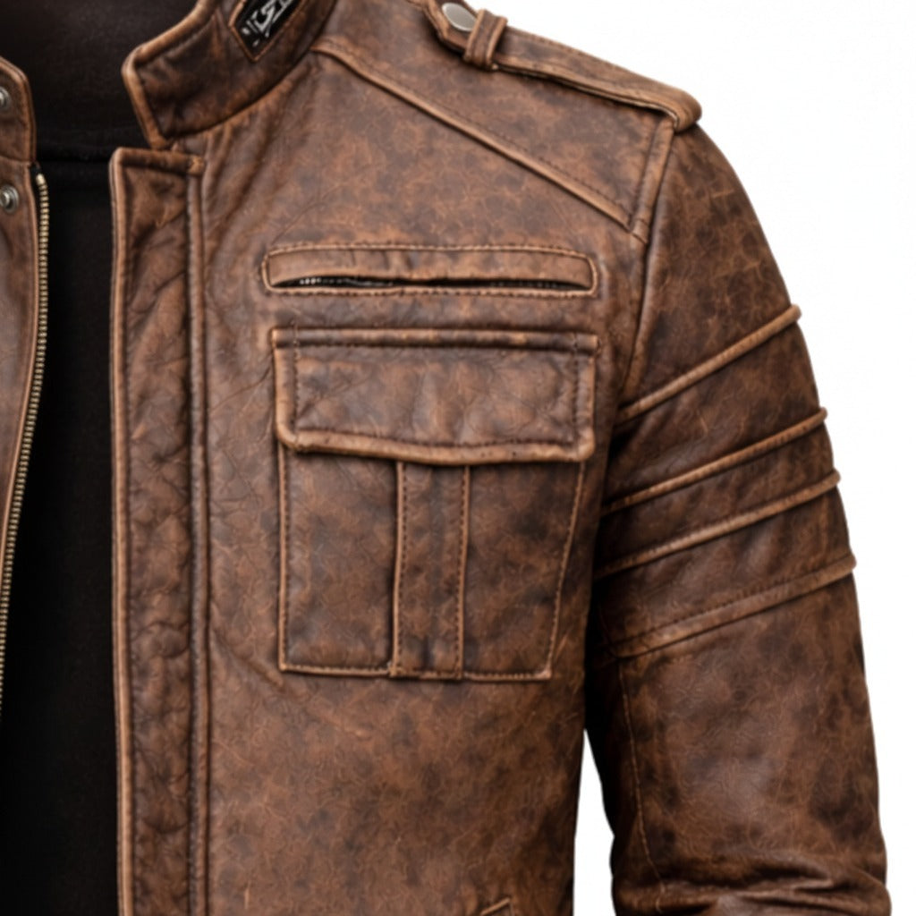 Men's Ironwood Distressed Café Racer Leather Jacket