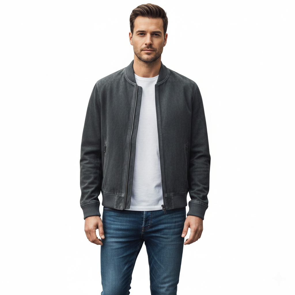 Men's Suede Bomber Jacket