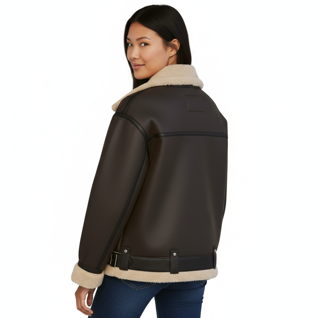 Women's Shearling Leather Aviator Jacket