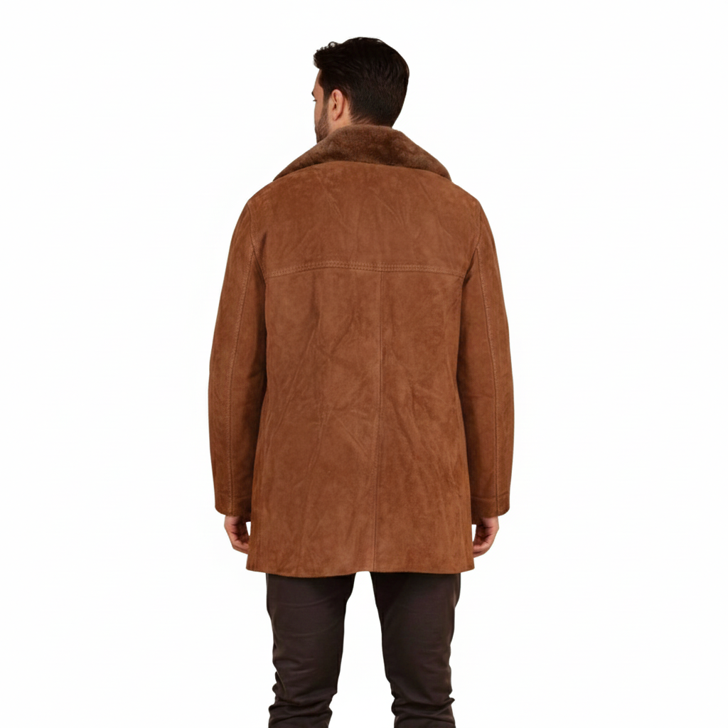 Men's Suede Shearling Long Coat