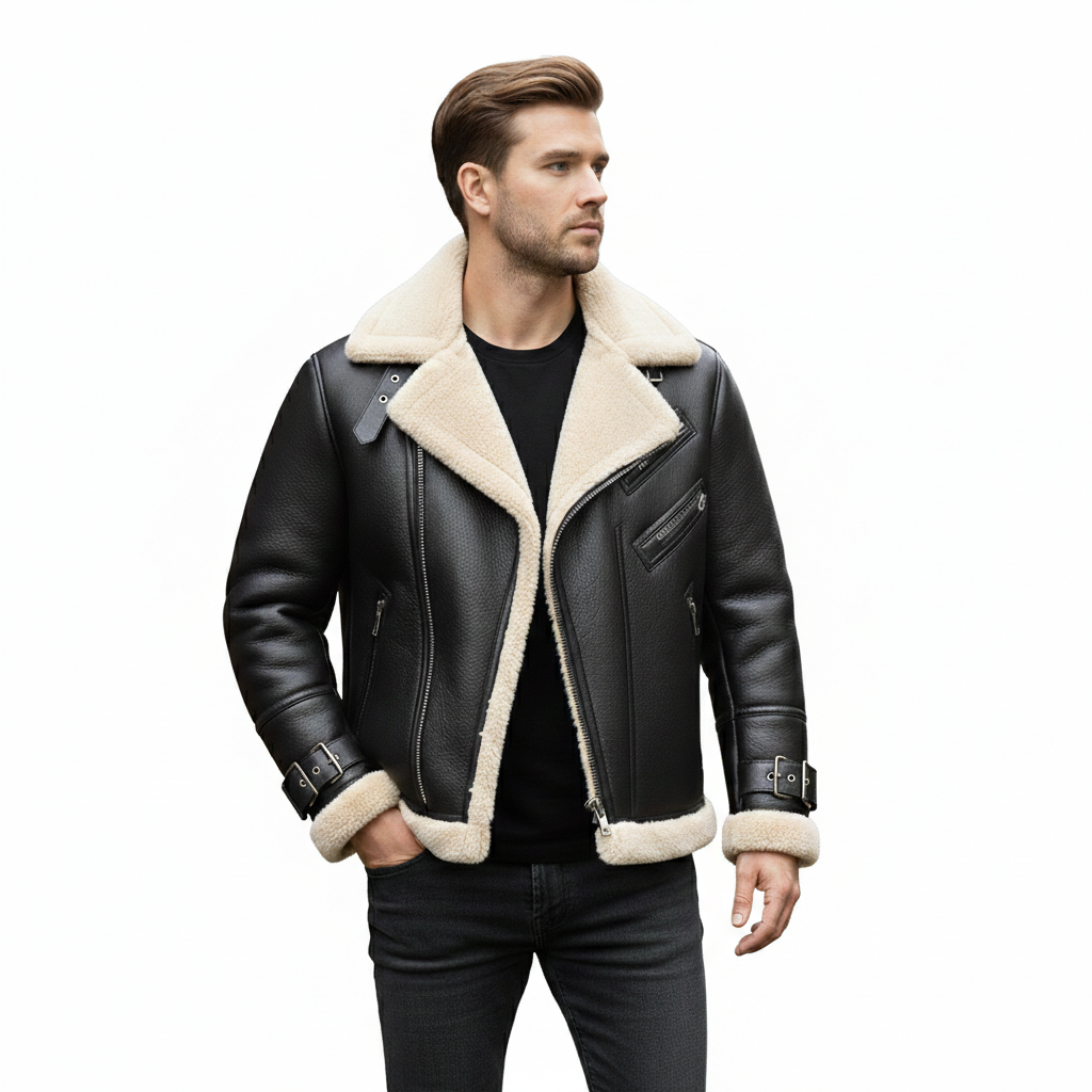 Men's Shearling Aviator Leather Jacket