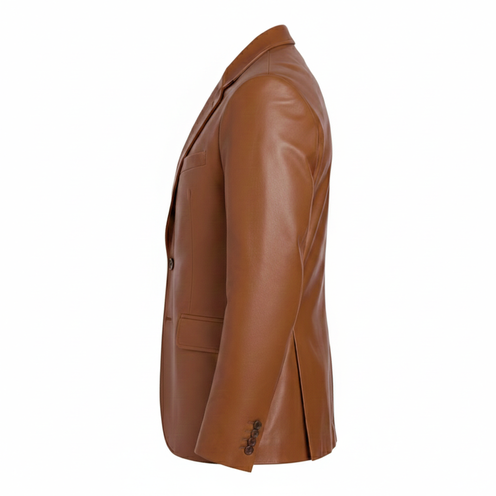 Men's Cognac Heritage Leather Blazer
