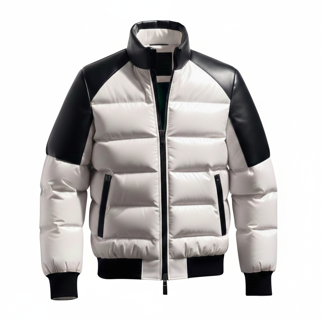 Men's Leather Puffer Jacket