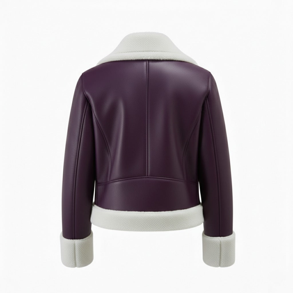 Women's Plum Shearling Aviator Jacket