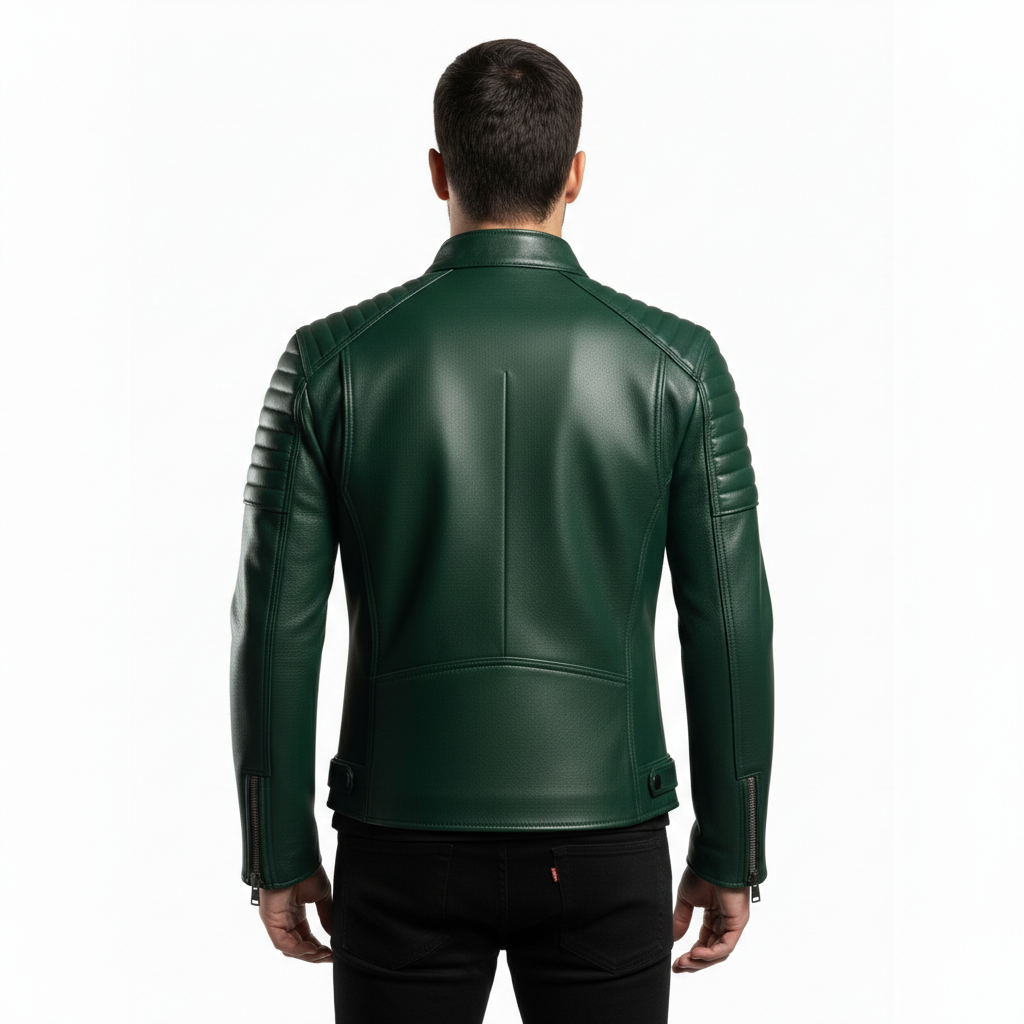 Men's Emerald Café Racer Leather Jacket