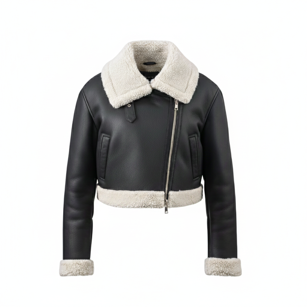 Women's Aviator Cropped Shearling Jacket