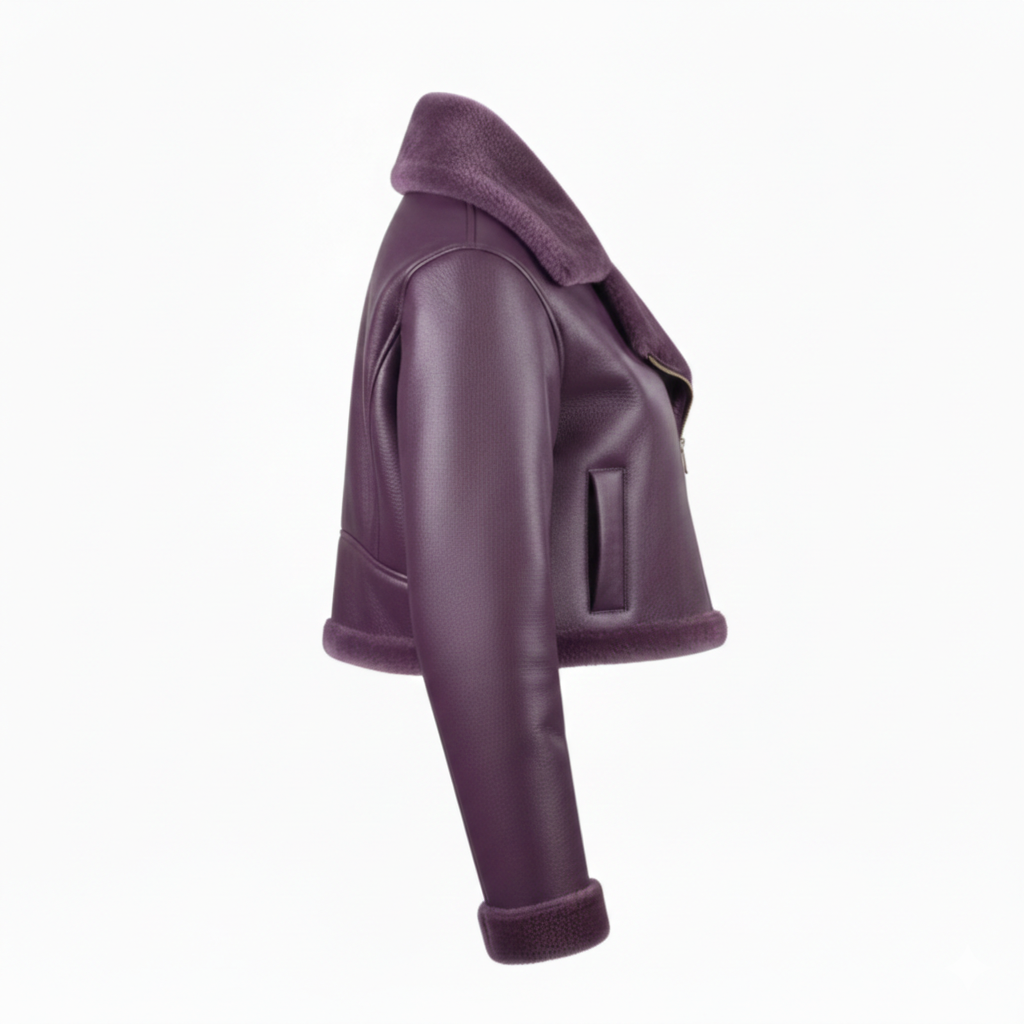 Women's Violette Cropped Shearling Aviator Jacket